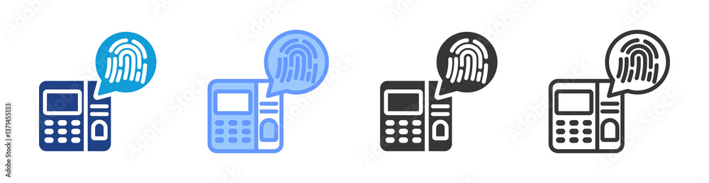 Poster Fingerprint Scanner icon set multiple style collection
