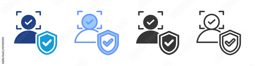 Poster Face Recognition icon set multiple style collection