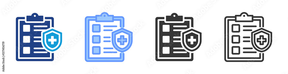 Aufkleber safety protocol icon set multiple style collection