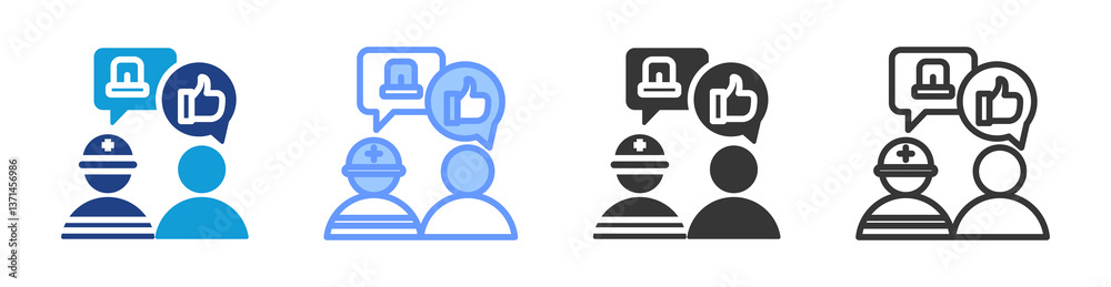 Poster Emergency Communication icon set multiple style collection