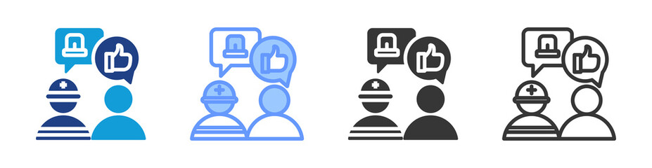 Emergency Communication icon set multiple style collection