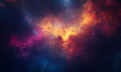 Fototapeta premium Celestial Symphony: An awe-inspiring journey through the cosmos, where vibrant nebulae collide, showcasing an endless expanse of wonder.