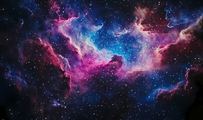 Fototapeta premium Celestial Symphony: Cosmic Dust Dance: An image of an ethereal nebula, painted with vibrant colors that evoke a sense of wonder and the vastness of space