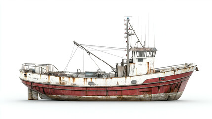 Naklejka premium Rusty Vessel in Quiet Harbor: Exploring Nautical History and Fishing Industry Seafaring Traditions