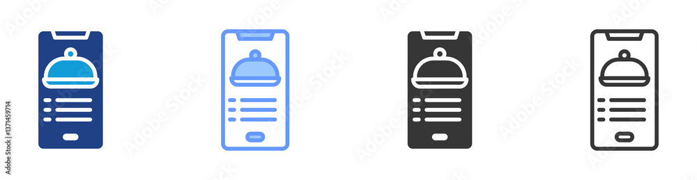 Aufkleber food delivery apps icon set multiple style collection
