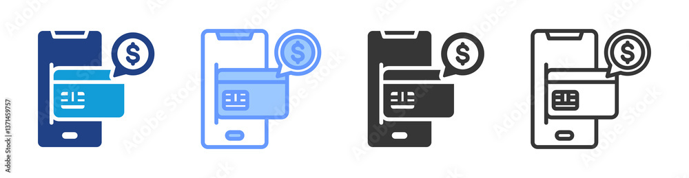 Aufkleber mobile payment icon set multiple style collection
