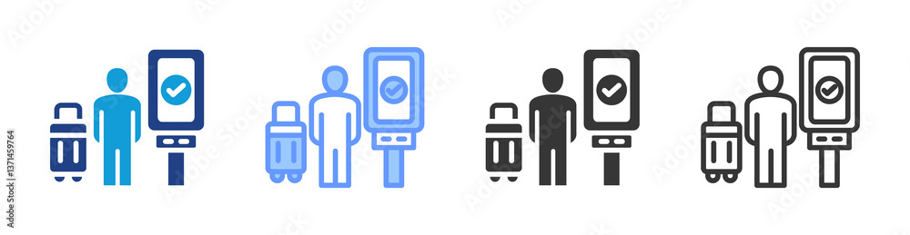Aufkleber Check In Kiosk icon set multiple style collection