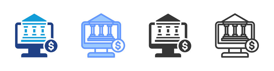 Online Banking icon set multiple style collection