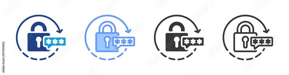 Poster Password Reset icon set multiple style collection