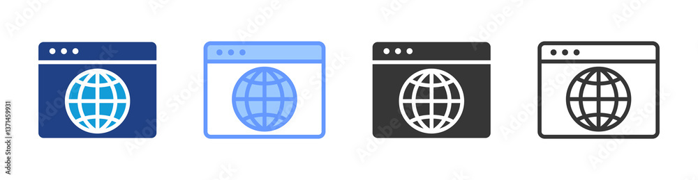 Fototapete web browser icon set multiple style collection