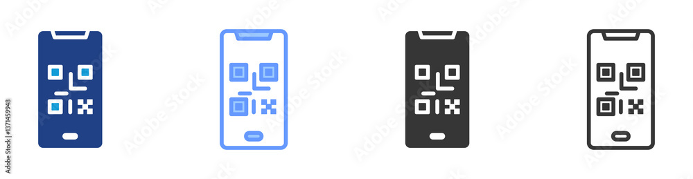 Poster Qr Code icon set multiple style collection