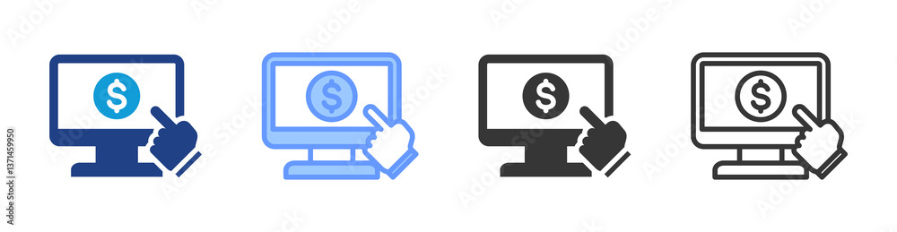 Poster Self Checkout icon set multiple style collection