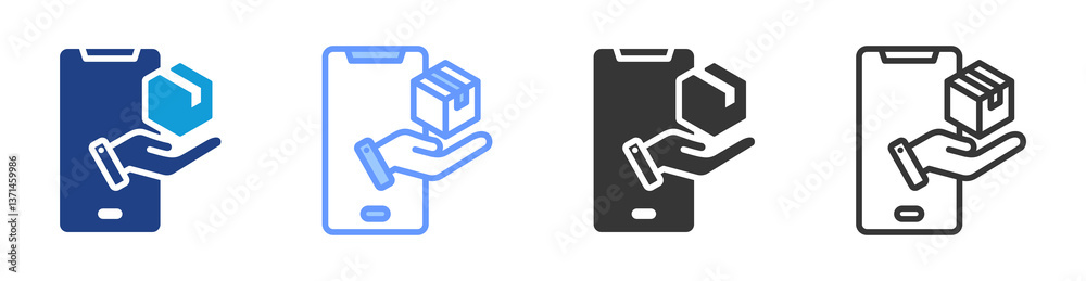 Poster online order icon set multiple style collection