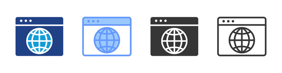 Web Browser icon set multiple style collection