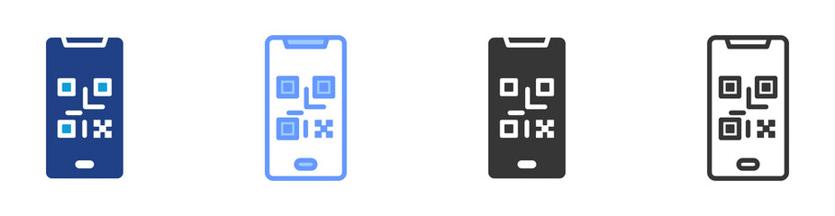 Fototapeta premium Qr Code icon set multiple style collection