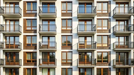 Modern Residential Building Facade: Macro Photography of Windows, Doors & Balconies