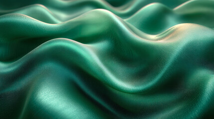 Obraz premium Luxurious Green Satin Fabric with Gentle Waves 