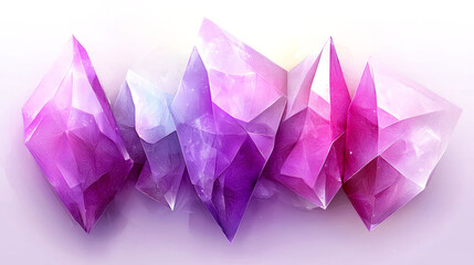 Purple and Pink Crystal Gems: Abstract Geometric Art