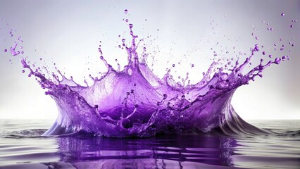 Purple Water Explosion Splash, White Light, Isolated Background - High-Resolution Stock Photo