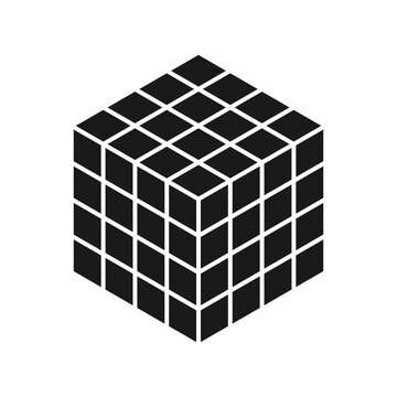 Cube vector icon on blank background