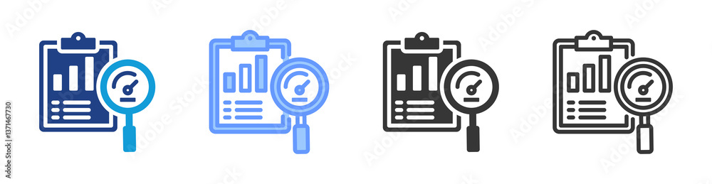 Poster Benchmarking icon set multiple style collection