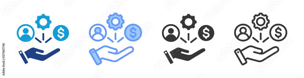 Poster Resource Allocation icon set multiple style collection