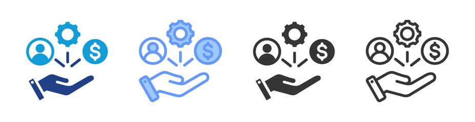 Resource Allocation icon set multiple style collection