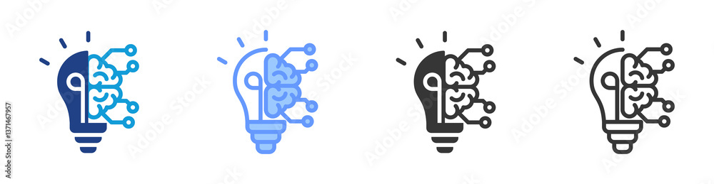 Poster Machine Learning icon set multiple style collection