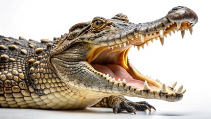 Fototapeta premium Nile Crocodile Kruger National Park Bokeh Portrait Jaws Open Wildlife Photography South Africa Reptile