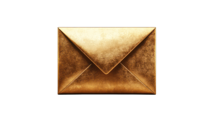 3D golden envelope icon with a shiny finish on a white background