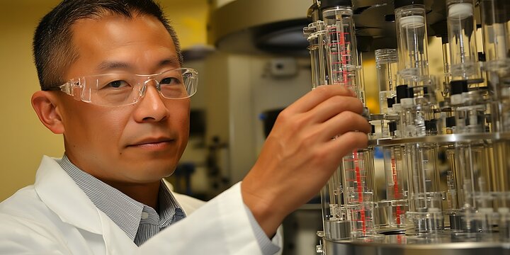 Scientist Adjusting Lab Equipment