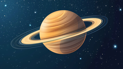 Naklejka premium Celestial Majesty: Saturn in Space: The gas giant Saturn, with its magnificent rings, floating against a backdrop of countless stars.