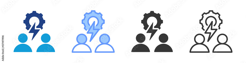 Aufkleber conflict management icon set multiple style collection