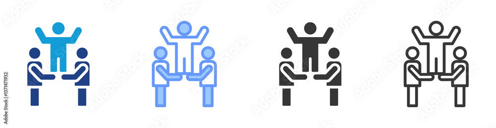 Poster teamwork icon set multiple style collection
