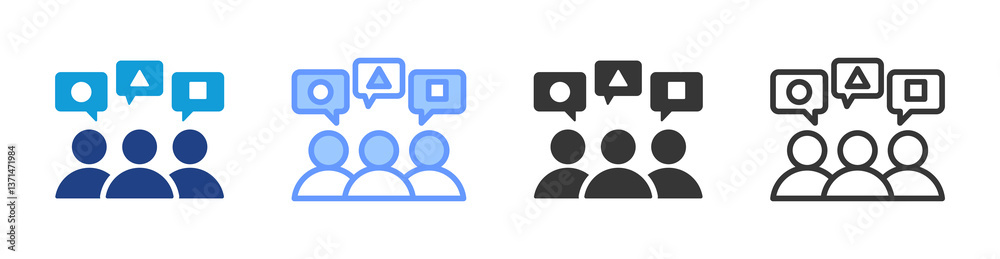 Poster Difference icon set multiple style collection