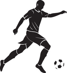 football player silhouette creative illustration vector, soccer player silhouette vector black and white