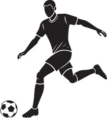 football player silhouette creative illustration vector, soccer player silhouette vector black and white