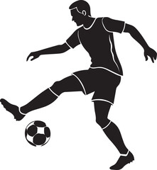 football player silhouette creative illustration vector, soccer player silhouette vector black and white