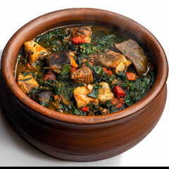 Nigerian Afang Soup with Stockfish and Assorted Meat