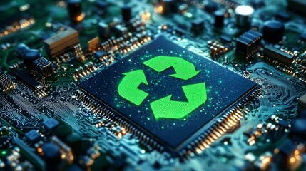 The significance of microchips and their eco-friendly recycling representation in technology.