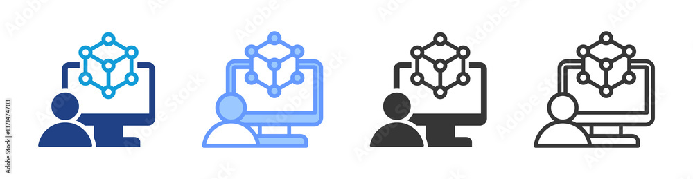 Poster Simulation icon set multiple style collection
