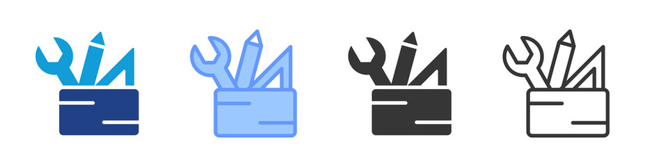 Training Materials icon set multiple style collection