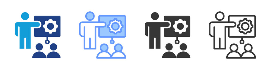 Training icon set multiple style collection