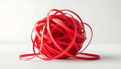 Tangled Red Tape Ball Symbolizing Bureaucracy and Complexity