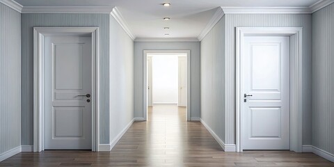 Fototapeta premium Bright Interior Hallway, Two Doors, Empty Room, Architectural Photography, Choice, Minimalist Design, Light, Space