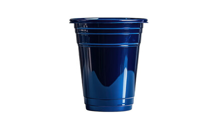 Blue plastic cup on a white background