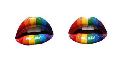 lips with colorful lipstick (png)