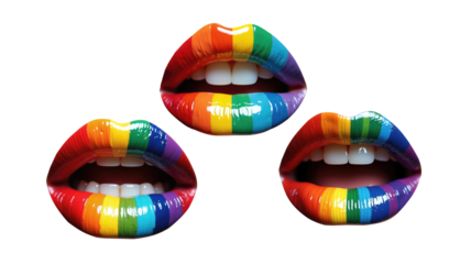 lips with colorful lipstick (png)