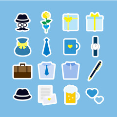 父の日アイコンセット：感謝を込めたステッカー風イラスト - Father's Day Icon Set: Sticker-Style Illustrations with Gratitude