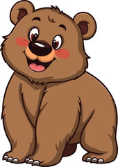 Obraz premium Cute cartoon a illustrator grizzly bear vector with a white backround